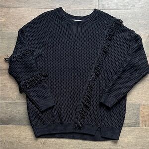 Mango Kids Black Fringe Girls Knit Sweater